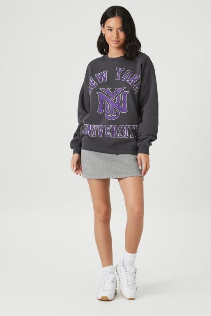 Pullover Forever 21 New York University Estampadas Mujer Negras Multicolor | V5wmdzTwKAU