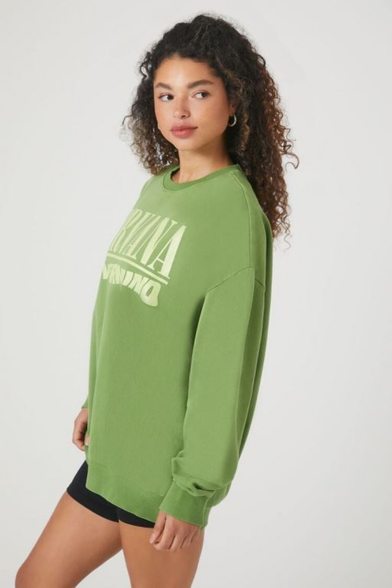 Pullover Forever 21 Nirvana Nevermind Estampadas Mujer Verde Multicolor | uGlClkqtUmU