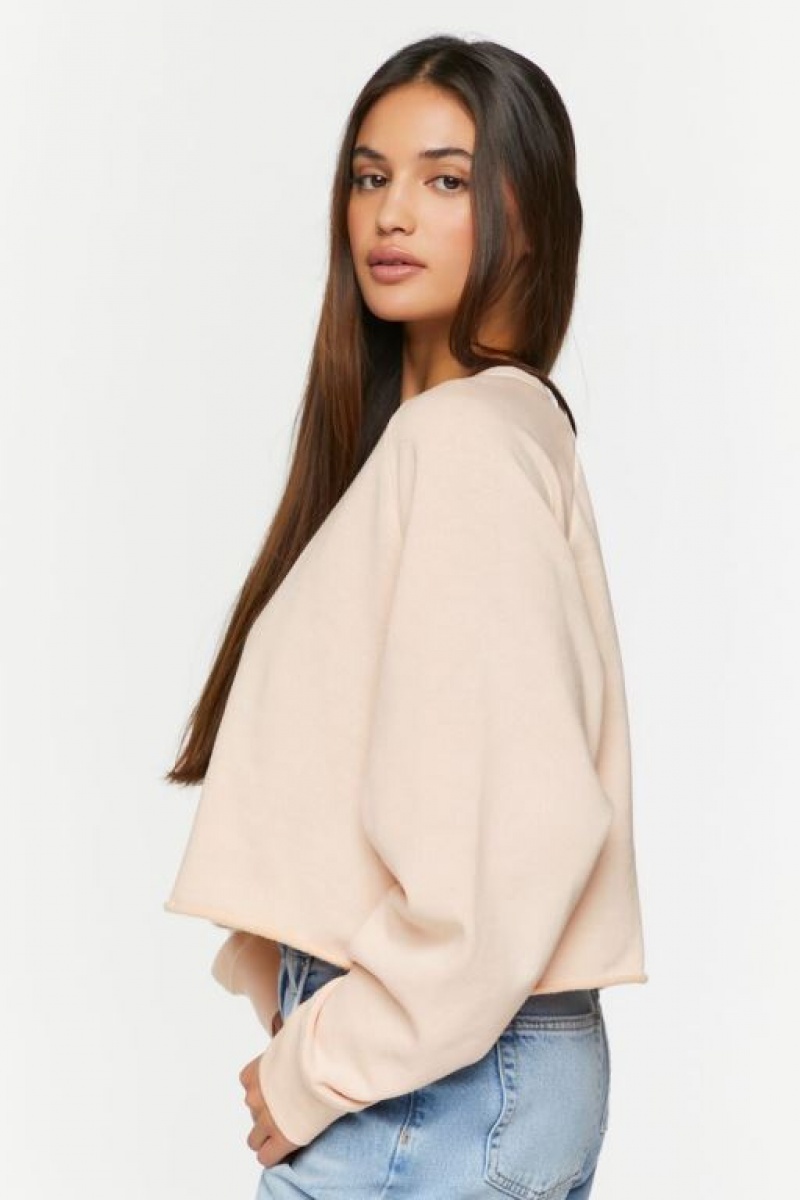 Pullover Forever 21 Raw Cut French Terry Mujer Rosas | KFGcpFzDTWA