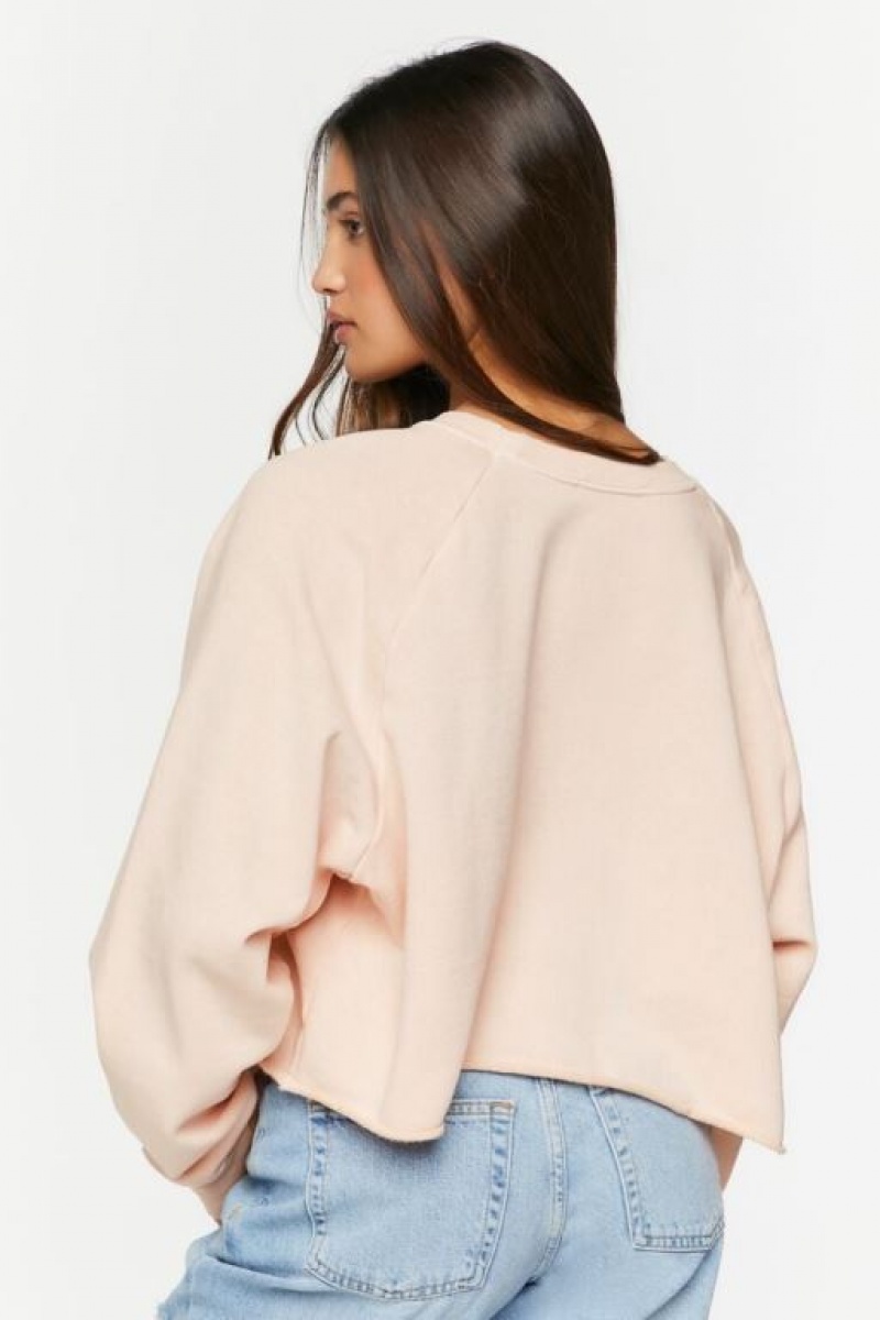 Pullover Forever 21 Raw Cut French Terry Mujer Rosas | KFGcpFzDTWA