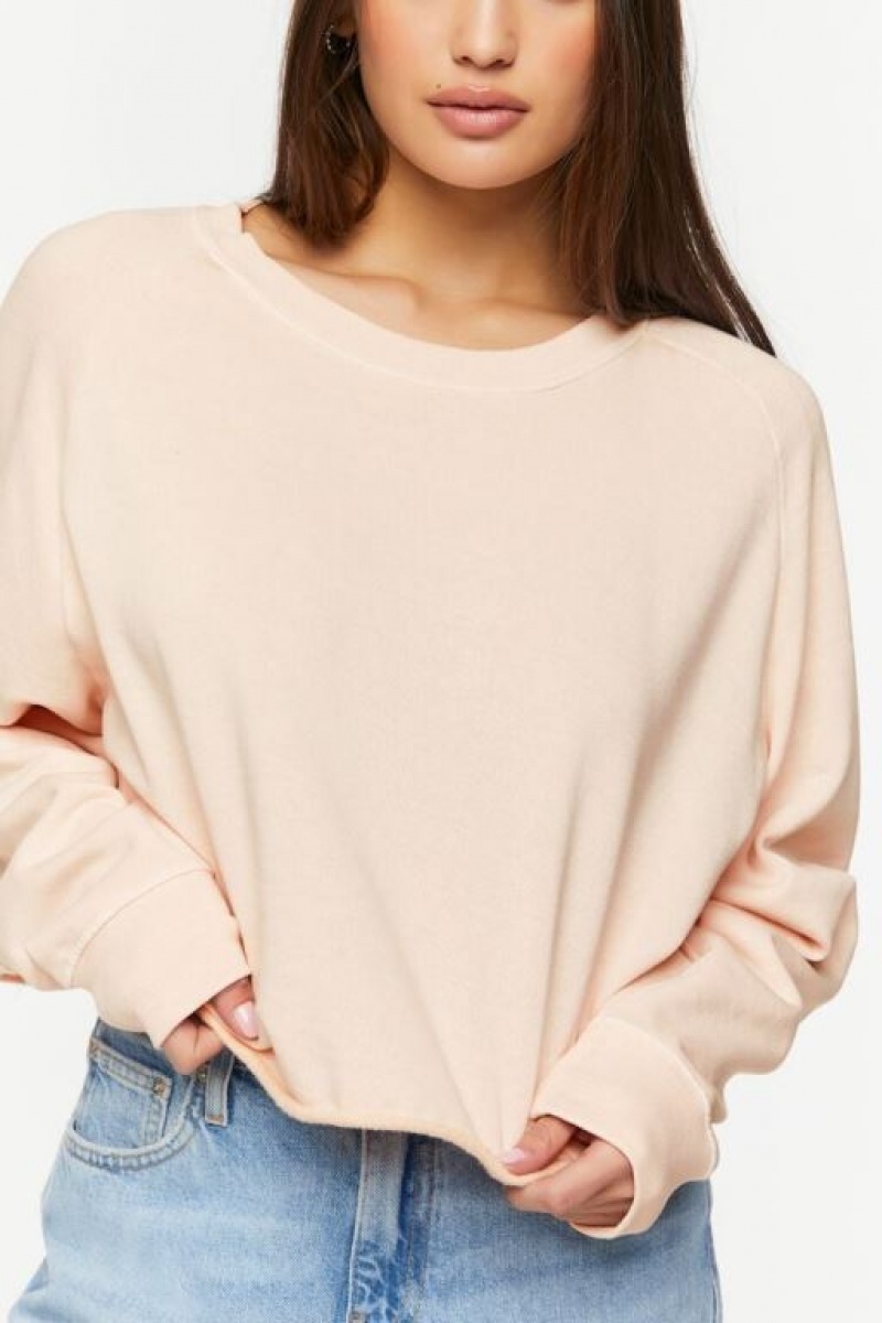 Pullover Forever 21 Raw Cut French Terry Mujer Rosas | KFGcpFzDTWA