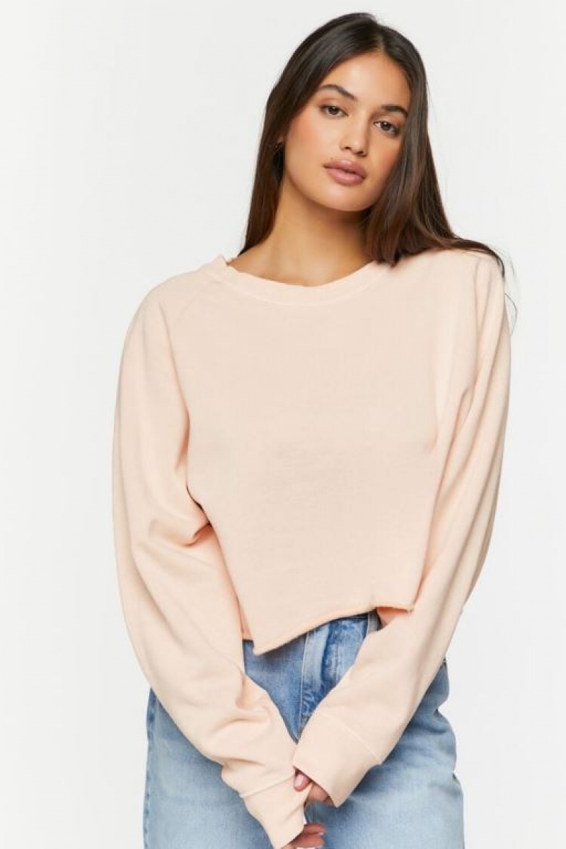 Pullover Forever 21 Raw Cut French Terry Mujer Rosas | KFGcpFzDTWA