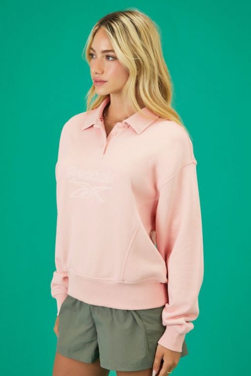 Pullover Forever 21 Reebok Embroidered Mujer Rosas | 5YRnP1QFpeo