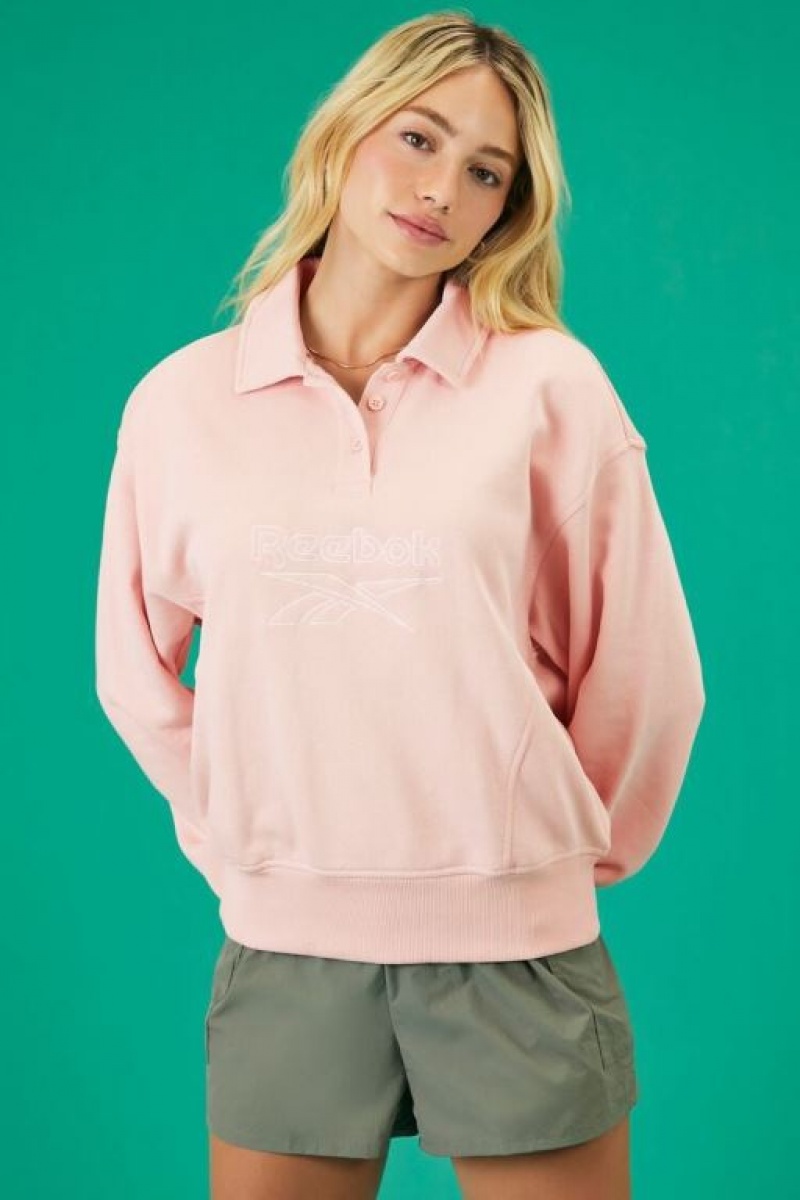 Pullover Forever 21 Reebok Embroidered Mujer Rosas | 5YRnP1QFpeo