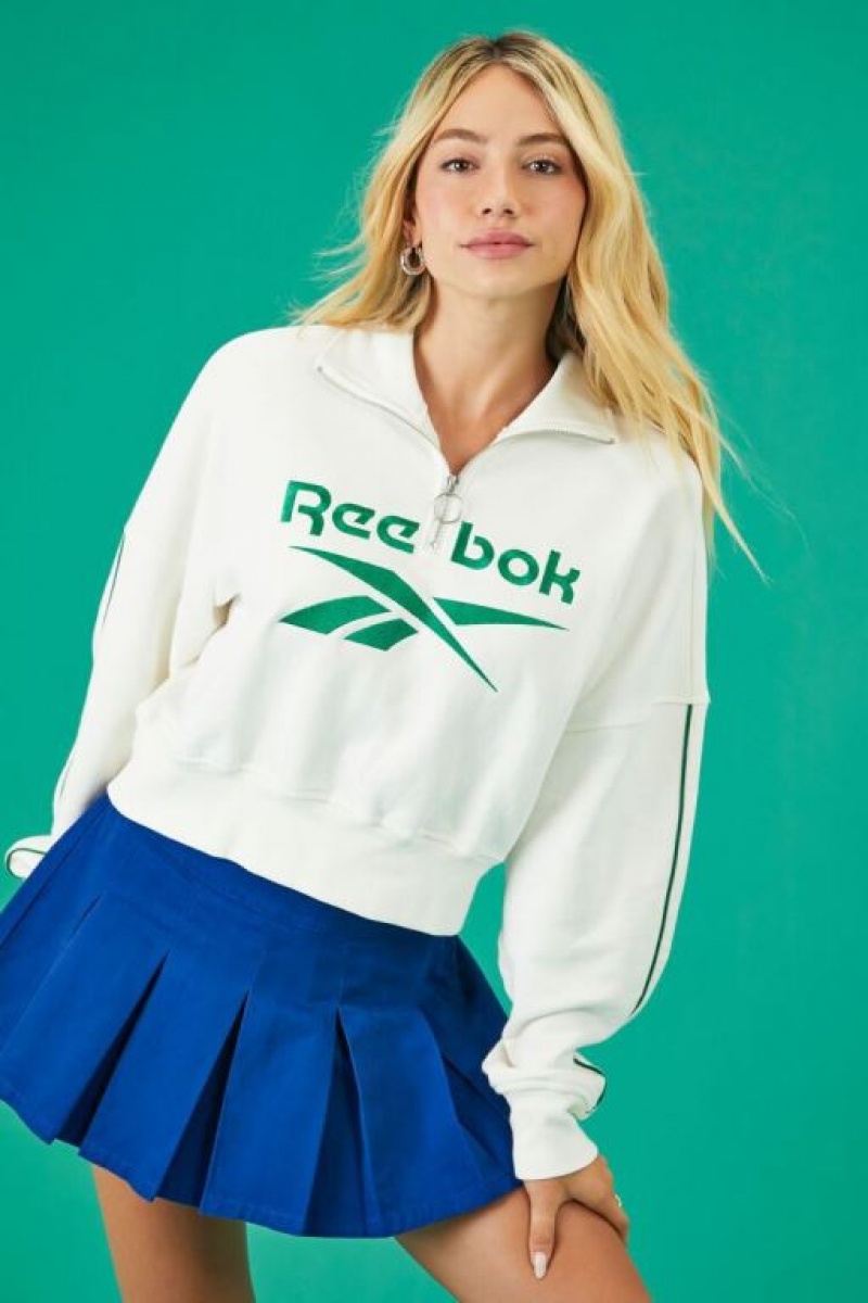 Pullover Forever 21 Reebok Half Zip Mujer Blancas Multicolor | Zyqjb3TryQQ