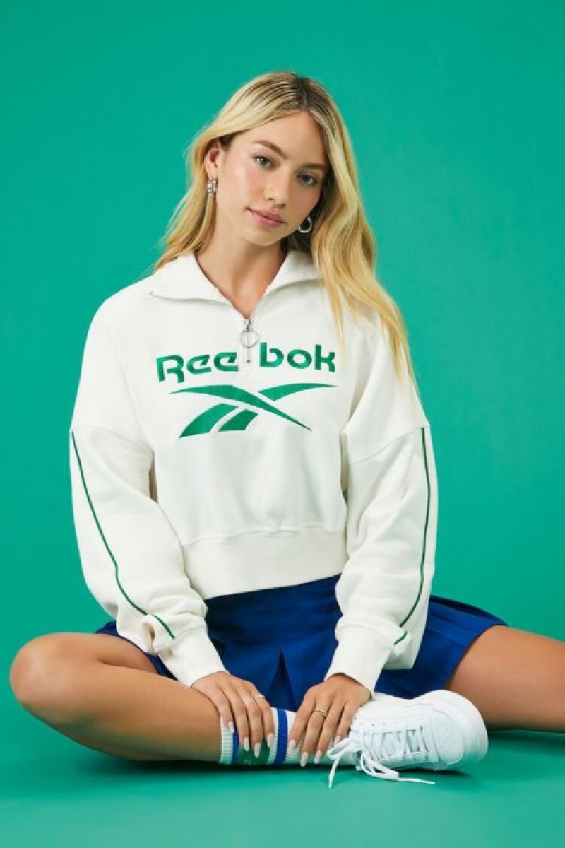 Pullover Forever 21 Reebok Half Zip Mujer Blancas Multicolor | Zyqjb3TryQQ