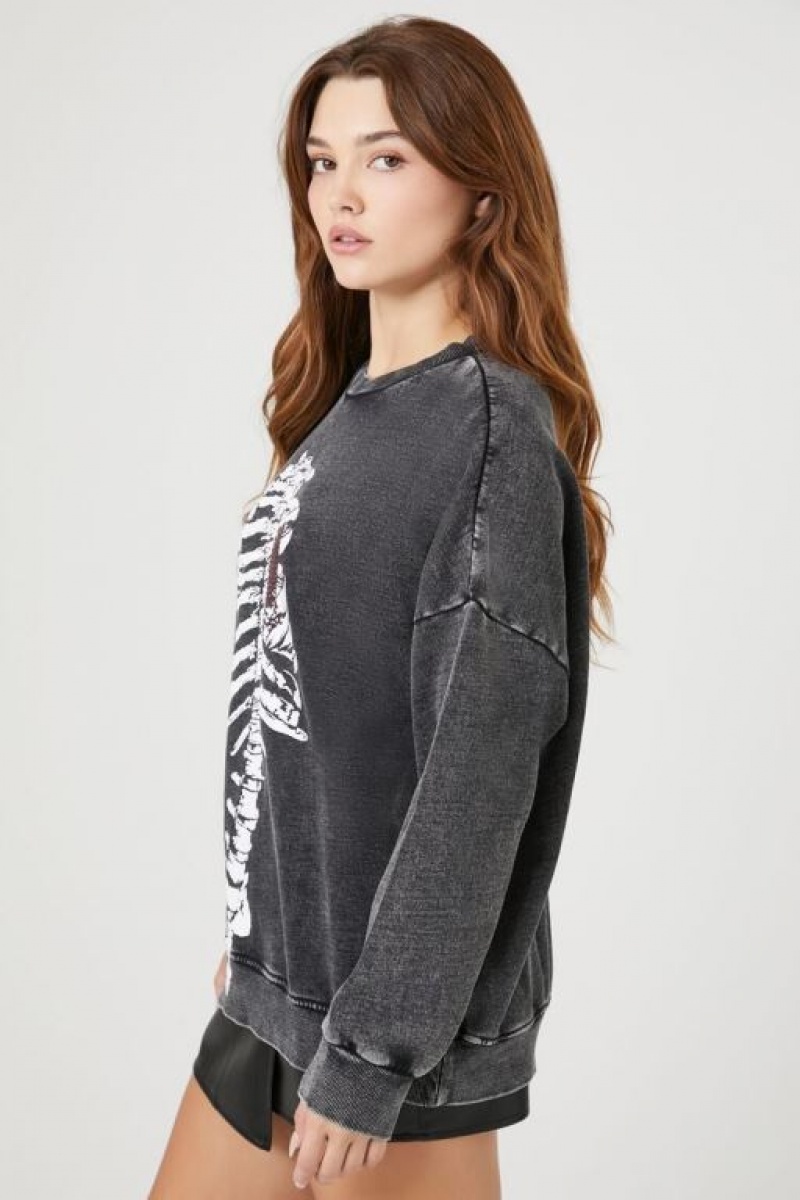 Pullover Forever 21 Rhinestone Ribcage Estampadas Mujer Gris Multicolor | dJ4CS33S636