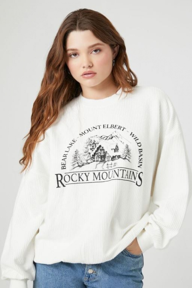 Pullover Forever 21 Rocky Mountains Estampadas Mujer Creme Multicolor | ifiN8Znmpwi