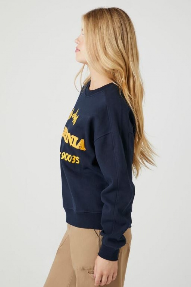 Pullover Forever 21 Rodeo Drive Estampadas Fleece Mujer Azul Marino Multicolor | revXQdEZ2rc