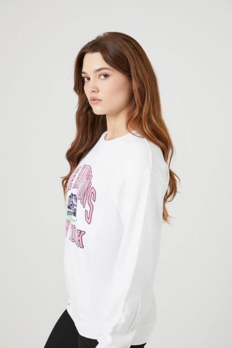 Pullover Forever 21 The Hamptons Estampadas Fleece Mujer Blancas Multicolor | hKHZON6ouNV