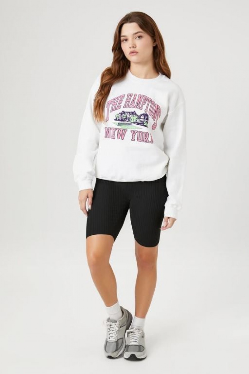 Pullover Forever 21 The Hamptons Estampadas Fleece Mujer Blancas Multicolor | hKHZON6ouNV