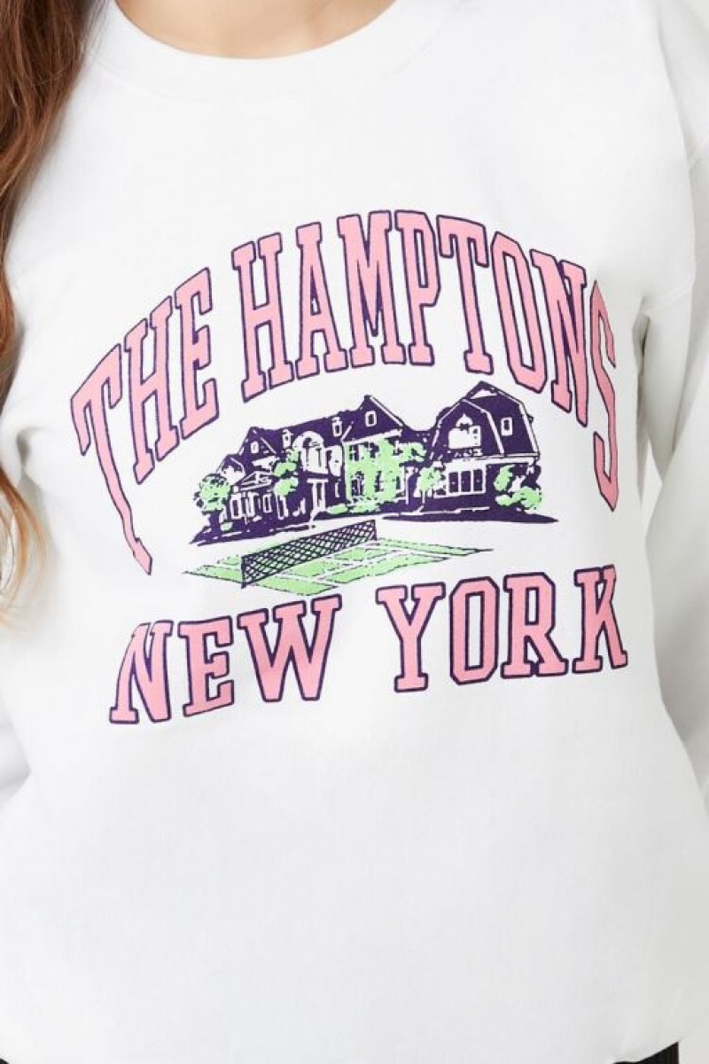 Pullover Forever 21 The Hamptons Estampadas Fleece Mujer Blancas Multicolor | hKHZON6ouNV