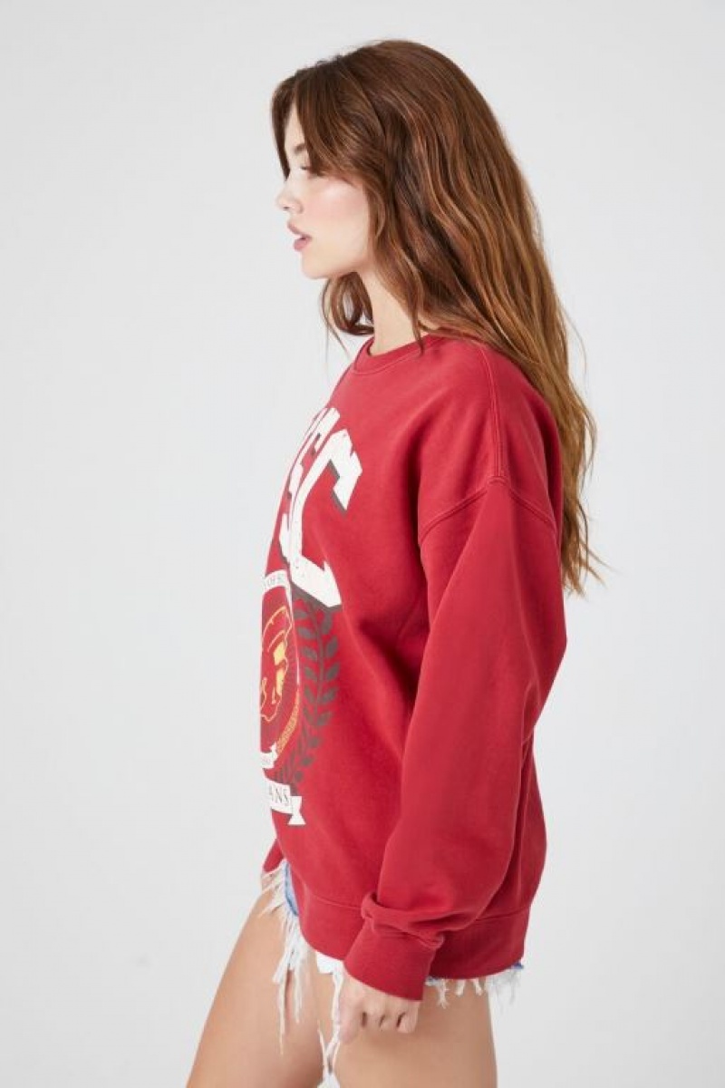 Pullover Forever 21 Usc Trojans Estampadas Mujer Rojas Multicolor | dC7Mwd6KmTv