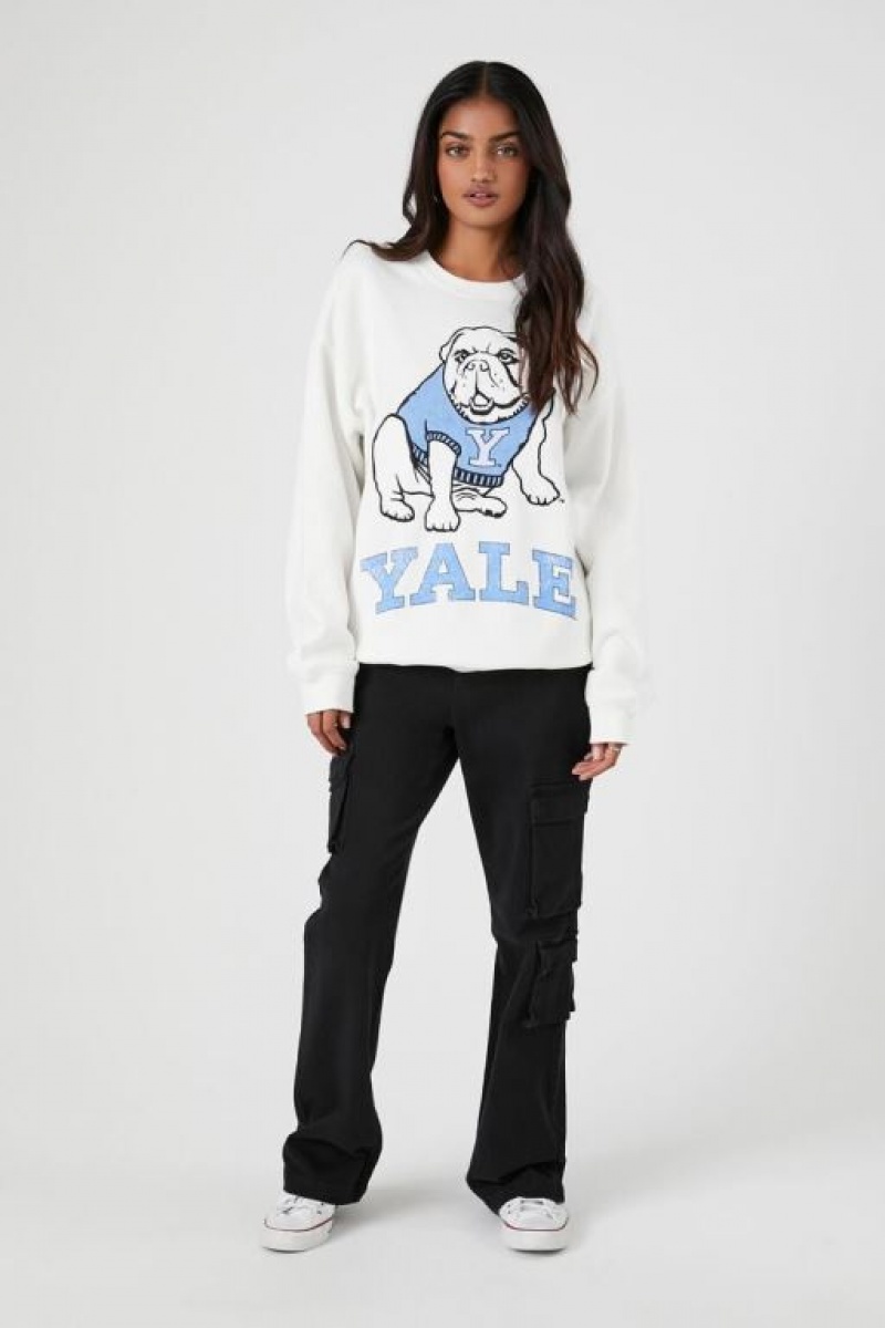 Pullover Forever 21 Yale Mascot Estampadas Mujer Creme Multicolor | yMTYwxZu9zq