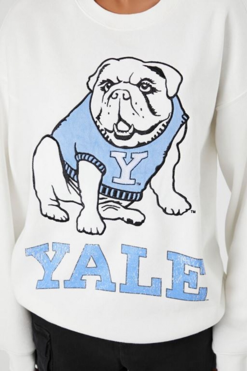 Pullover Forever 21 Yale Mascot Estampadas Mujer Creme Multicolor | yMTYwxZu9zq