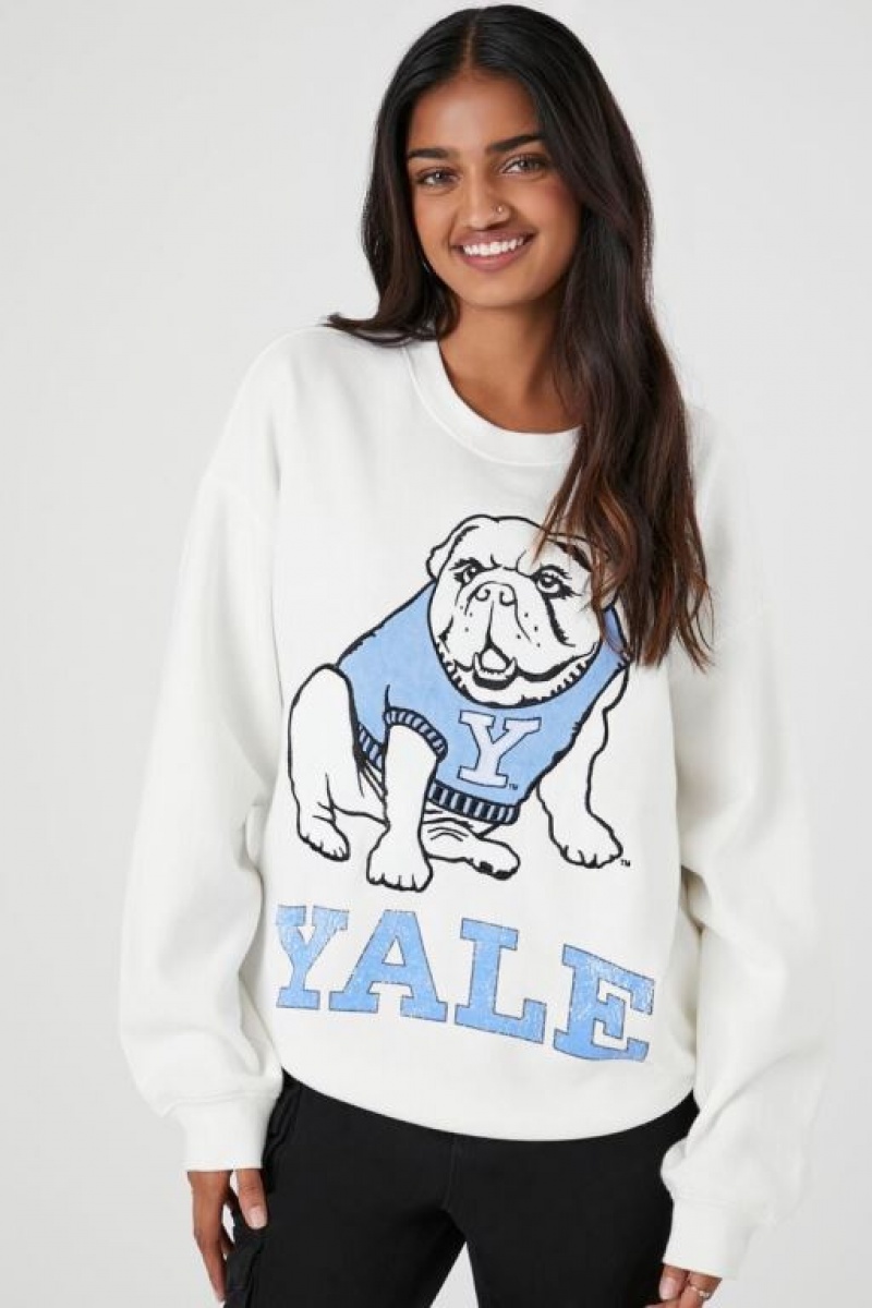 Pullover Forever 21 Yale Mascot Estampadas Mujer Creme Multicolor | yMTYwxZu9zq