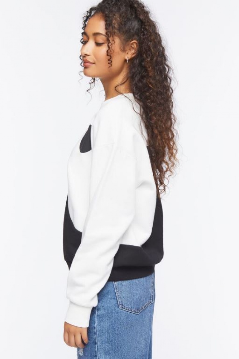 Pullover Forever 21 Yin Yang Crew Mujer Blancas Negras | x5SH7QqD1Kr