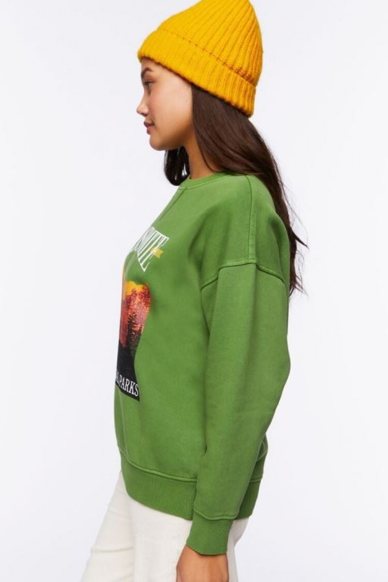 Pullover Forever 21 Yosemite Estampadas Mujer Verde Multicolor | gAKxoNwVzKR