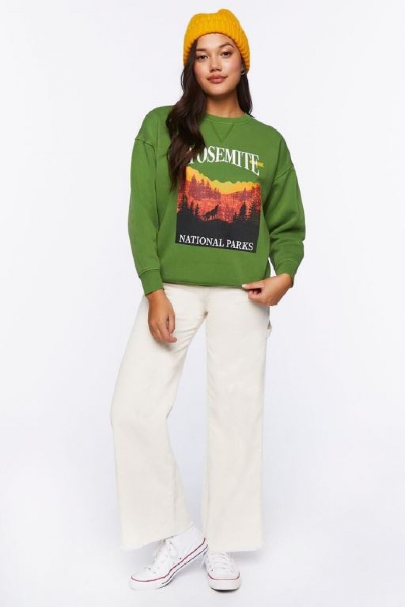 Pullover Forever 21 Yosemite Estampadas Mujer Verde Multicolor | gAKxoNwVzKR