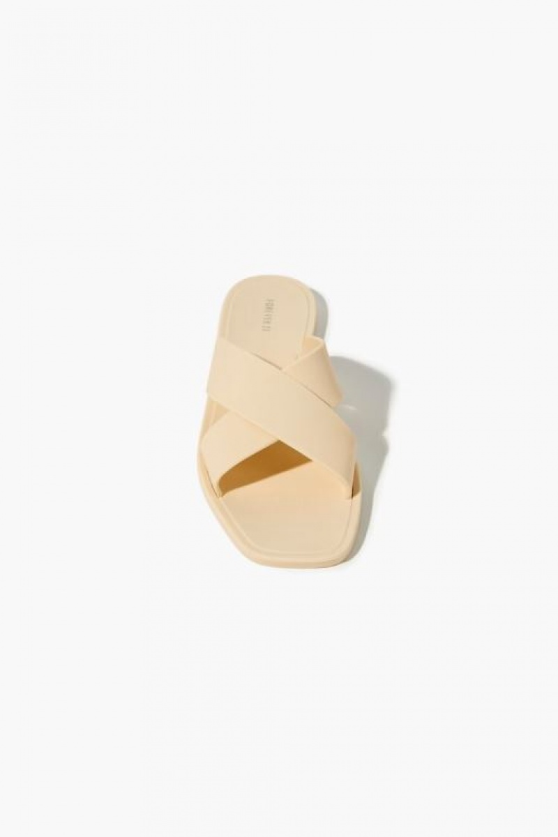 Sandalias Forever 21 Crisscross Slip On Mujer Creme | KR0xrXNXjUJ