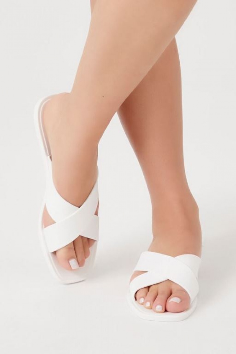 Sandalias Forever 21 Crisscross Square Toe Mujer Blancas | cJOyRWze8Hd