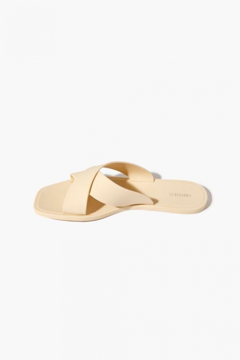 Sandalias Forever 21 Crisscross Square Toe Mujer Beige | f7sKQsKdVxI