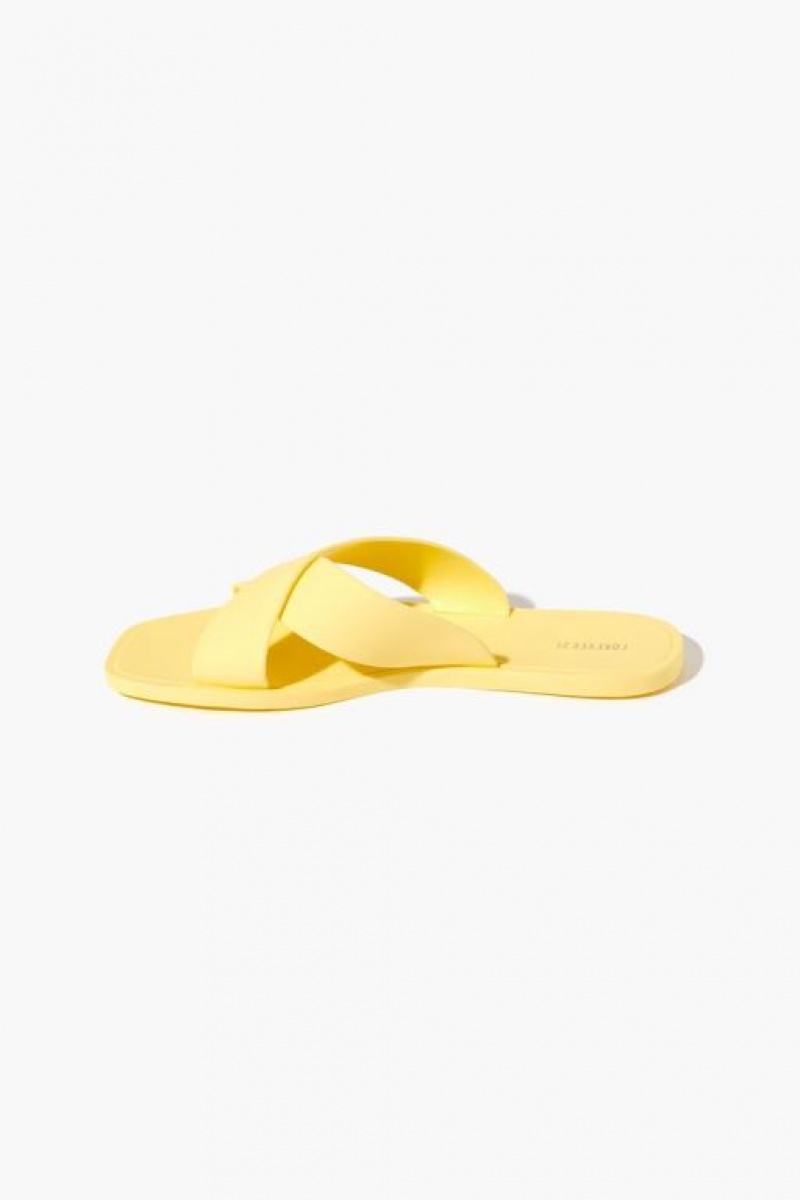 Sandalias Forever 21 Crisscross Square Toe Mujer Amarillo | I95XqjVsZBU