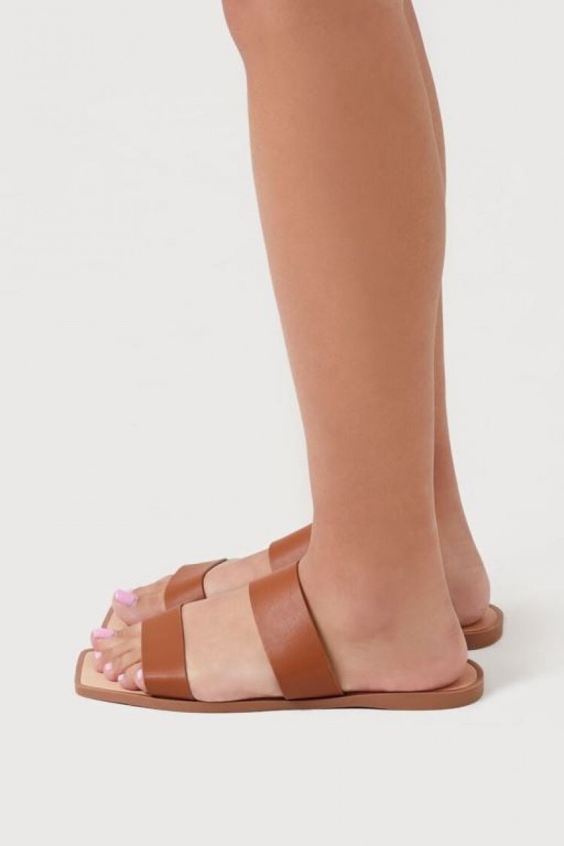 Sandalias Forever 21 Dual Strap Faux Cuero Mujer Marrones | a6uiq0AvYDz