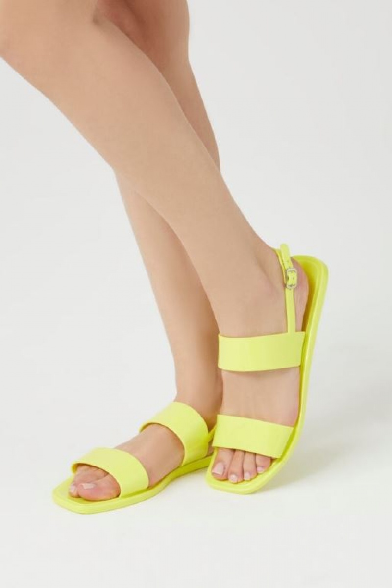 Sandalias Forever 21 Dual Strap Square Toe Mujer Verde | 5OThlMaJe0b