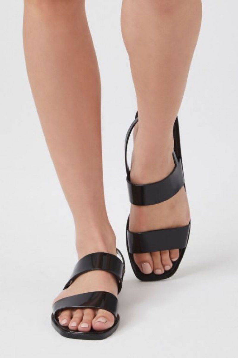 Sandalias Forever 21 Dual Strap Square Toe Mujer Negras | gA4maqld2Td