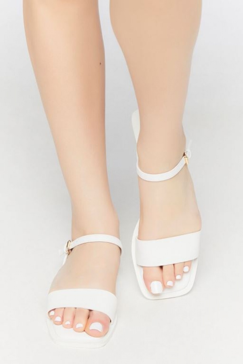 Sandalias Forever 21 Faux Cuero Open Toe Mujer Blancas | 0LR3ZUR91yR