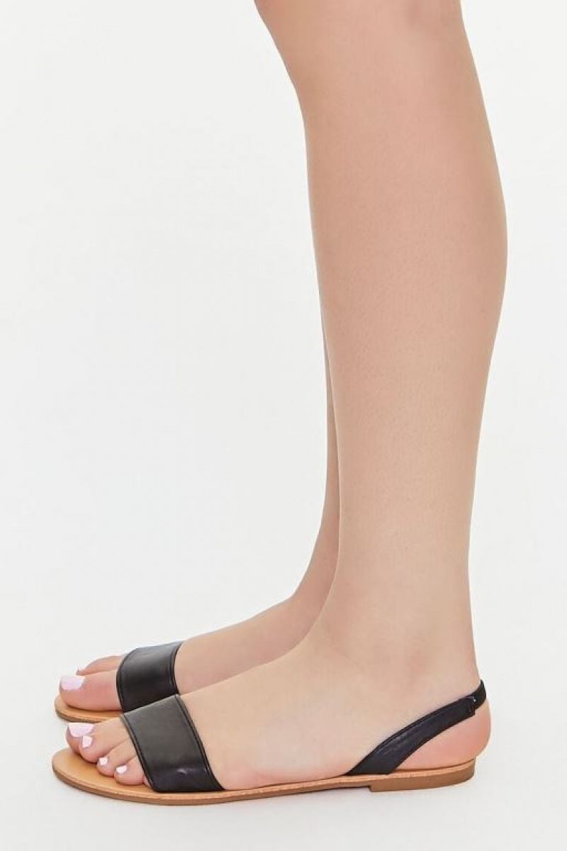 Sandalias Forever 21 Faux Cuero Slingback Mujer Negras | OlLMDzciCco