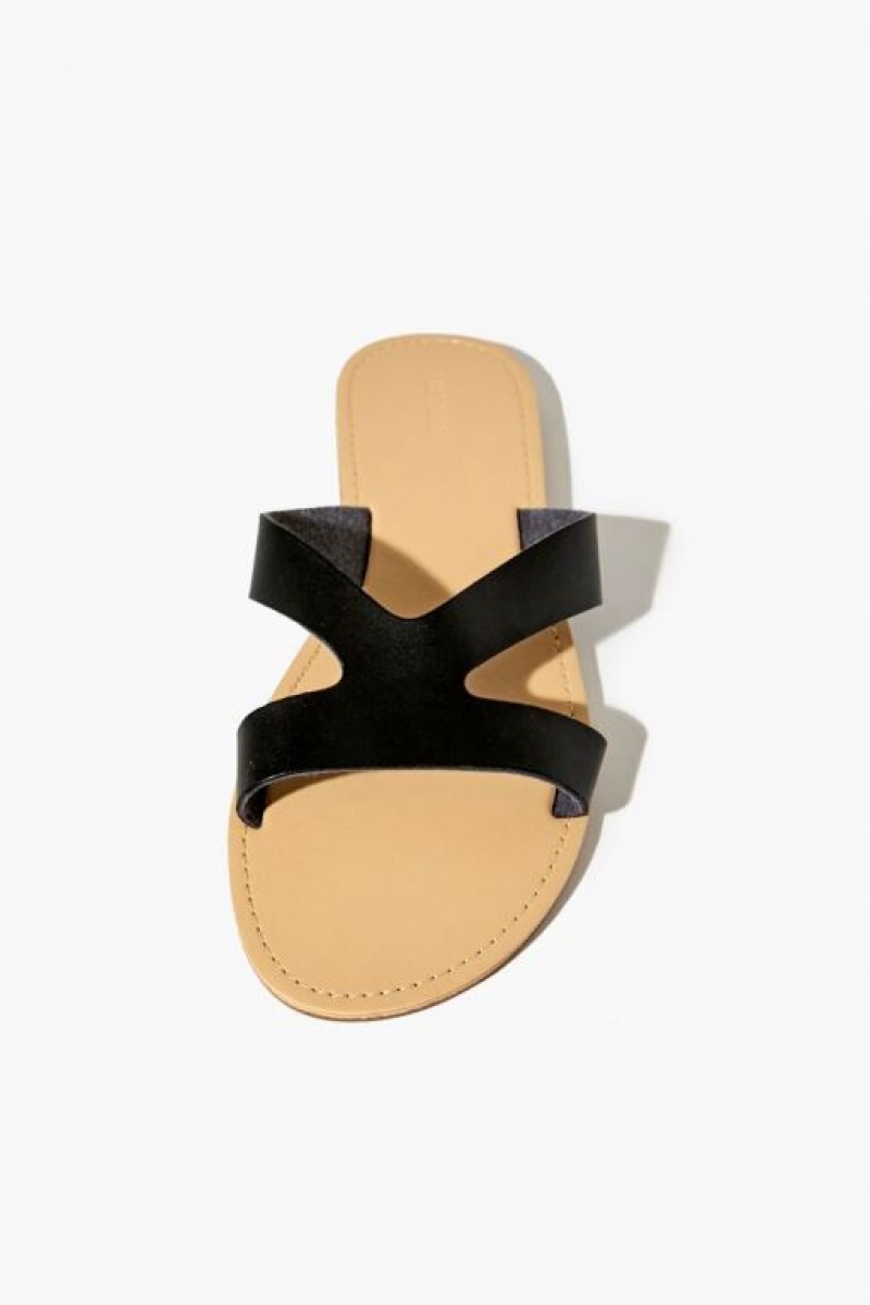 Sandalias Forever 21 Faux Cuero Strappy Flat Mujer Negras | 7ewRjpDVxjx