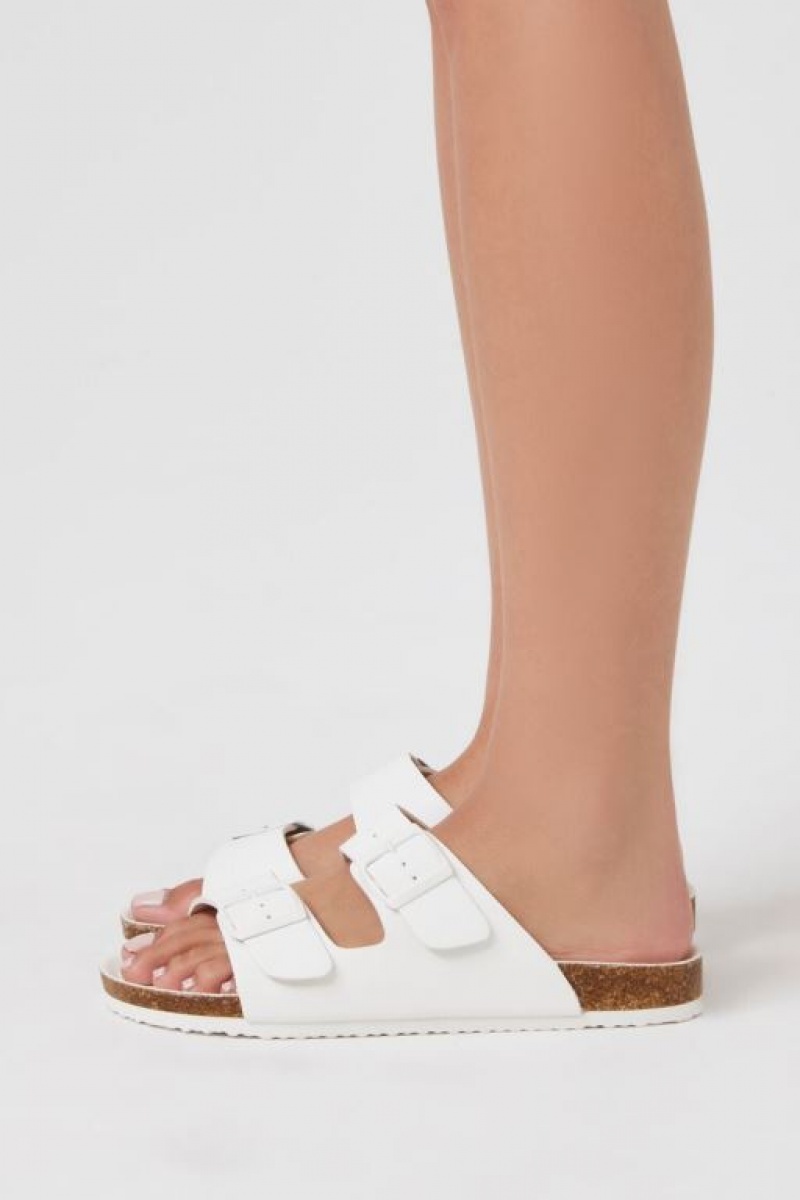 Sandalias Forever 21 Faux Suede Dual Buckle Mujer Blancas | ydyAwcm7iPe