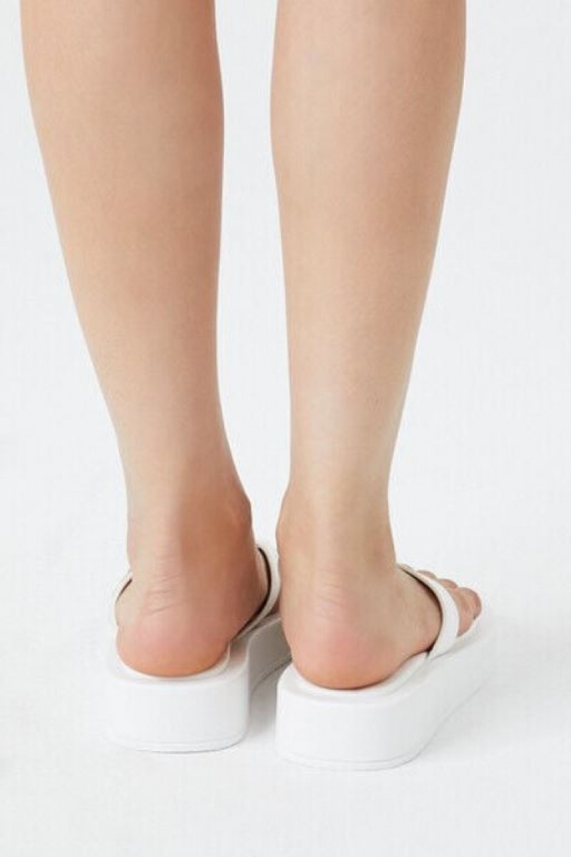 Sandalias Forever 21 Flatform Thong Mujer Blancas | MDNoUSVidUy