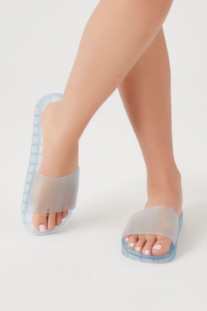 Sandalias Forever 21 Jelly Slide Mujer Azules | WzPGJAC7b28