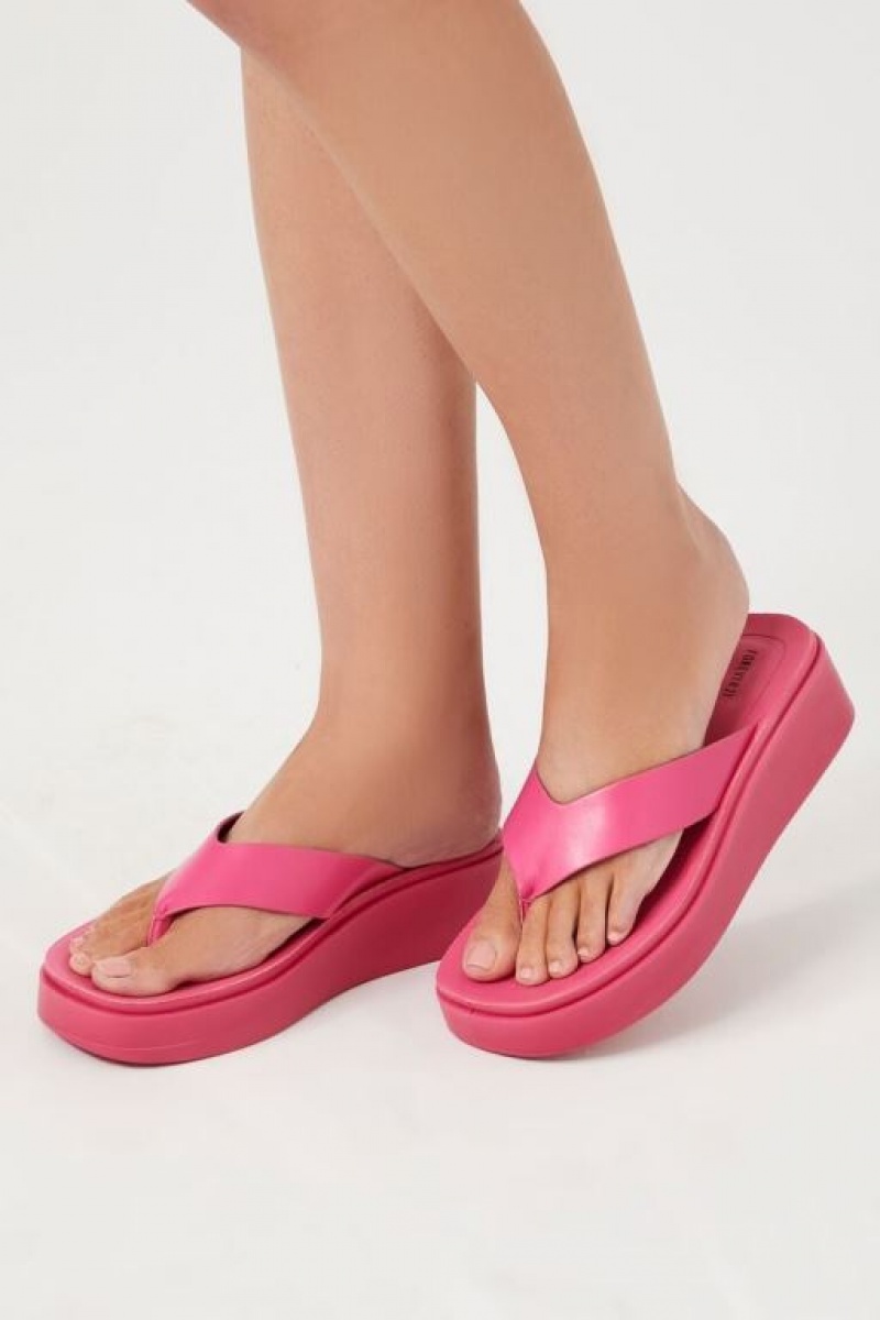 Sandalias Forever 21 Low Platform Thong Mujer Rosas | 5SEh5JwGWPb