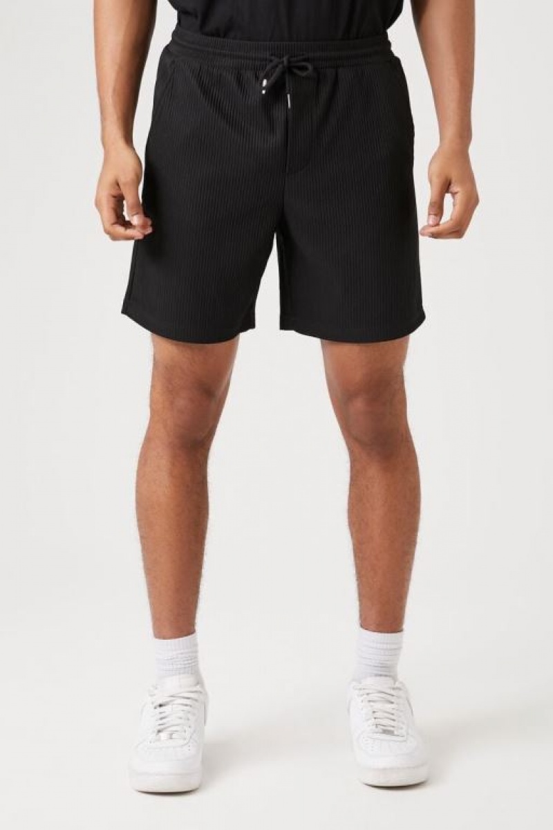 Short Forever 21 Acanalado Drawstring Hombre Negras | HPoBaC0t8rR