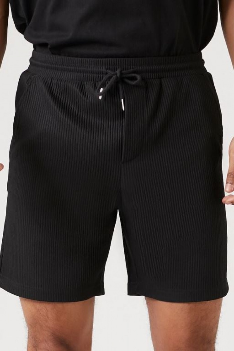 Short Forever 21 Acanalado Drawstring Hombre Negras | HPoBaC0t8rR