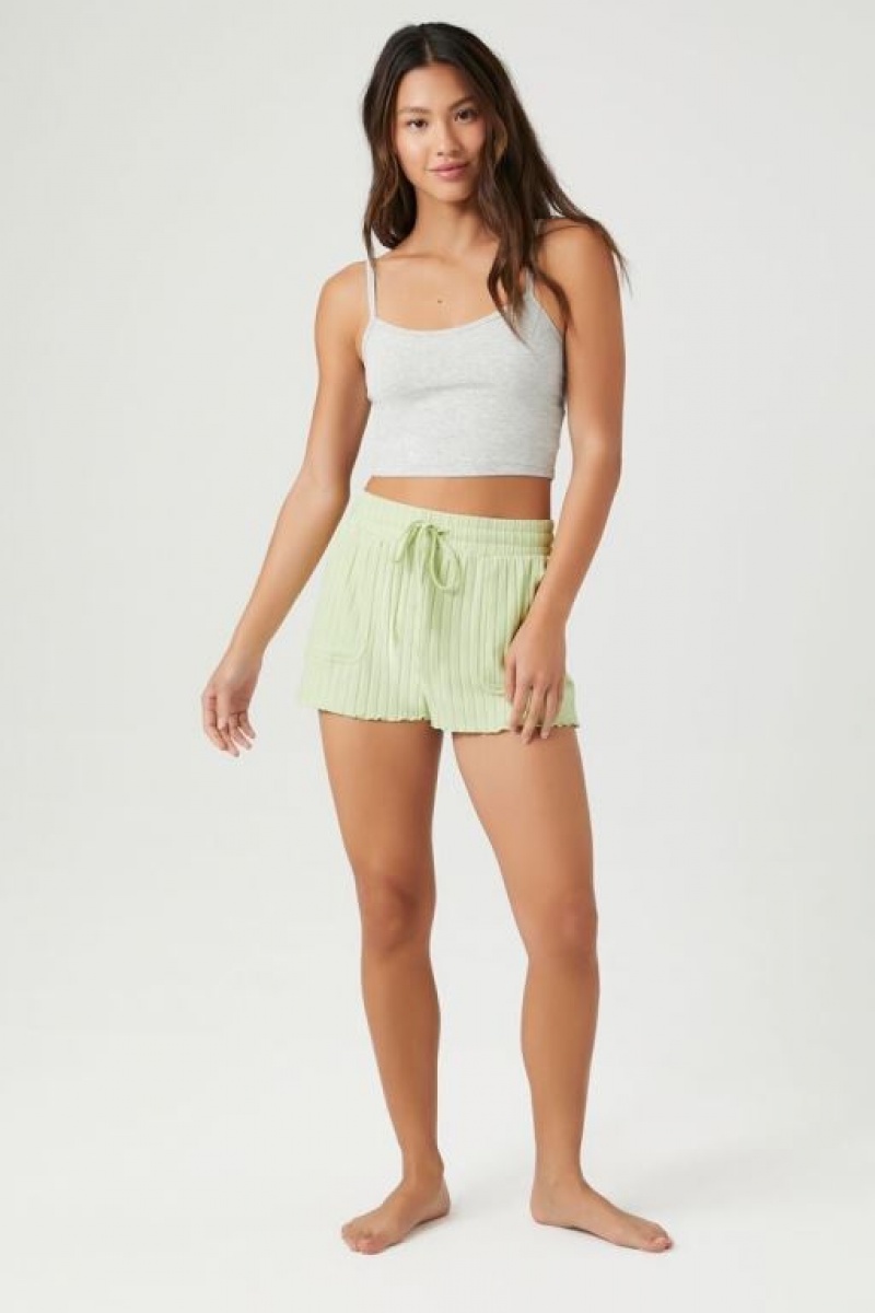 Short Forever 21 Acanalado Drawstring Pajama Mujer Pistachio | qijDleNkkqY