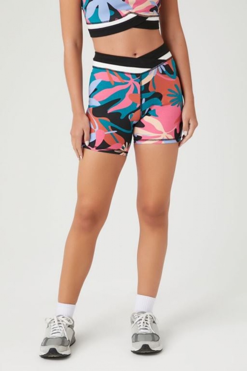 Short Forever 21 Active Abstract Contrast Biker Mujer Negras Multicolor | JrvJXMpf5SW