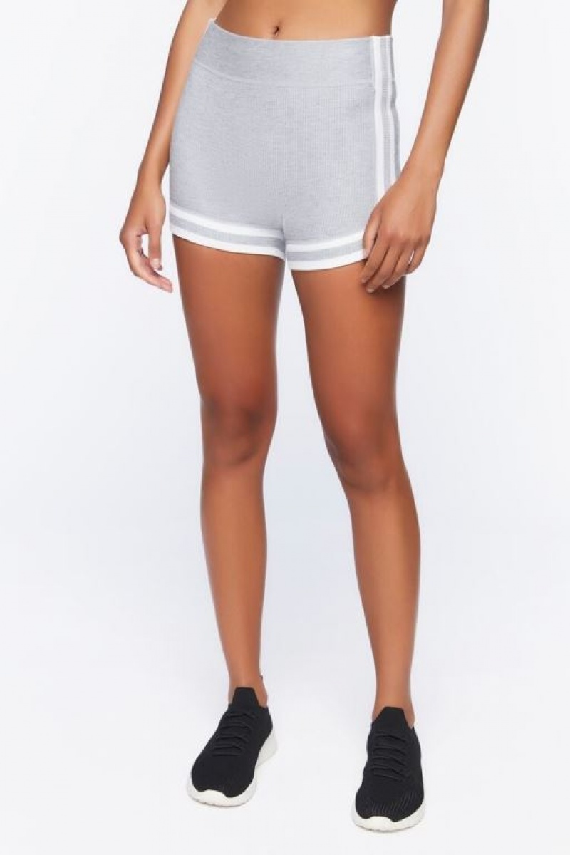 Short Forever 21 Active Acanalado Seamless Mujer Gris | flHrHZPu6Bv