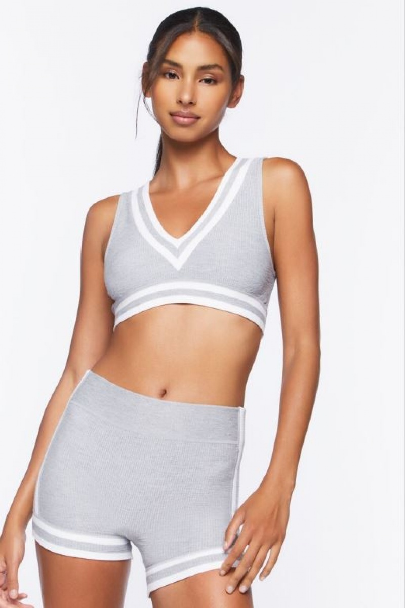 Short Forever 21 Active Acanalado Seamless Mujer Gris | flHrHZPu6Bv