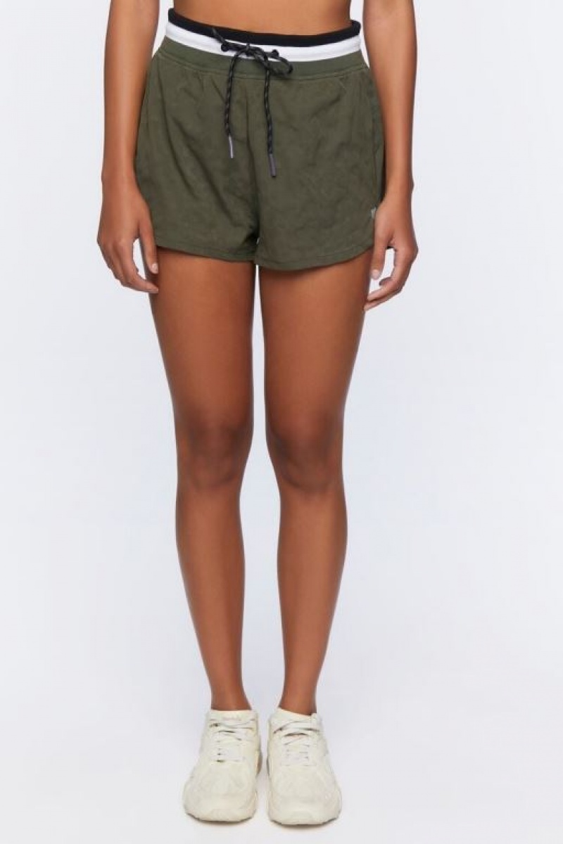 Short Forever 21 Active Drawstring Mujer Gris Verde | vz3YMzfXwk0