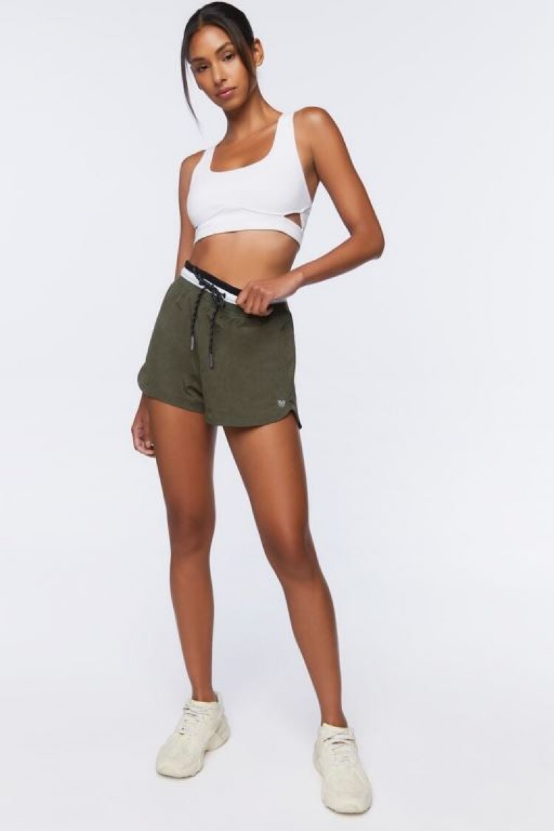 Short Forever 21 Active Drawstring Mujer Gris Verde | vz3YMzfXwk0