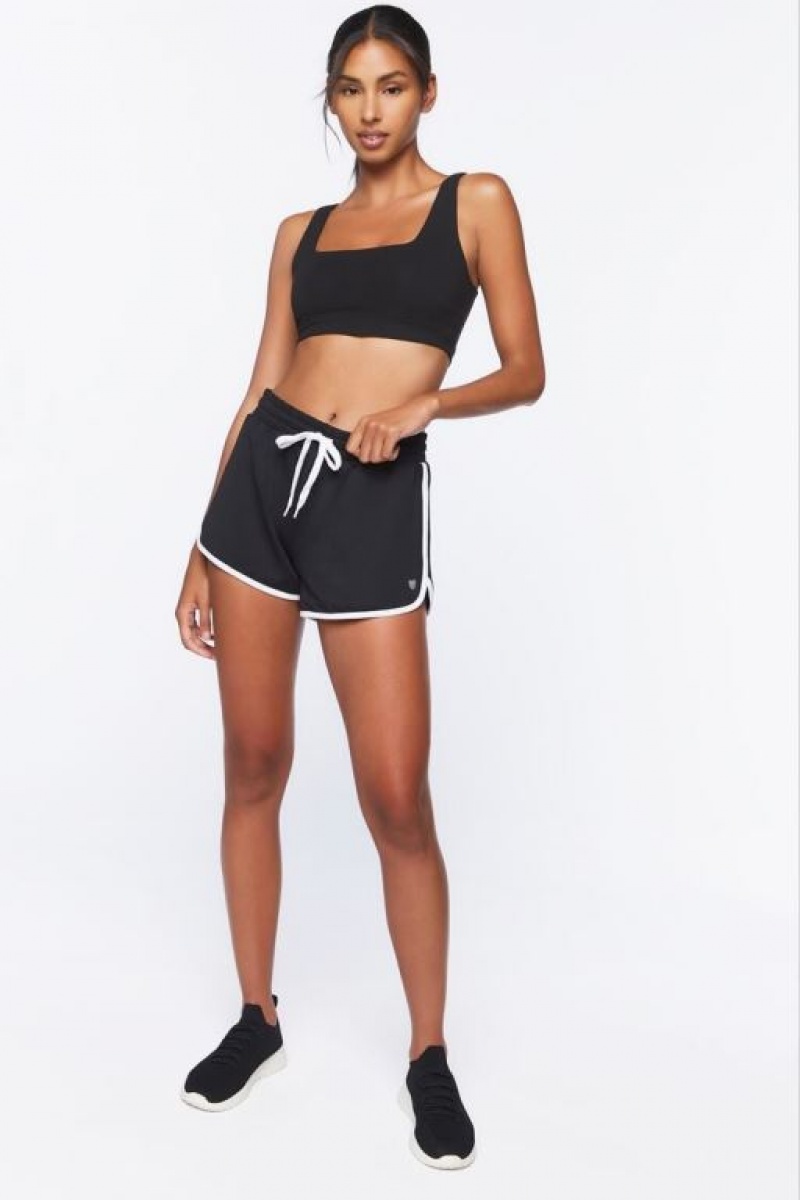 Short Forever 21 Active Drawstring Ringer Mujer Negras | OO58ZM1Way4