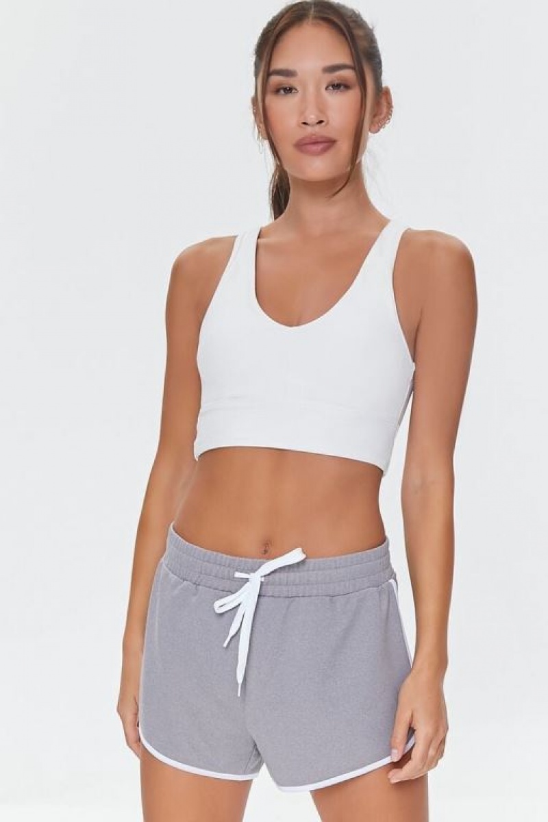 Short Forever 21 Active Drawstring Ringer Mujer Gris | 8P3Ct5br380