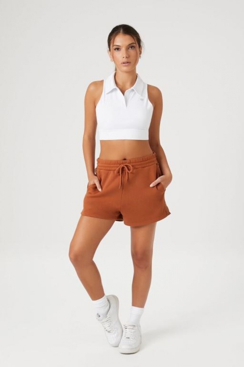 Short Forever 21 Active Fleece Estampadas Mujer Marrones | c0QnJK1RFR9