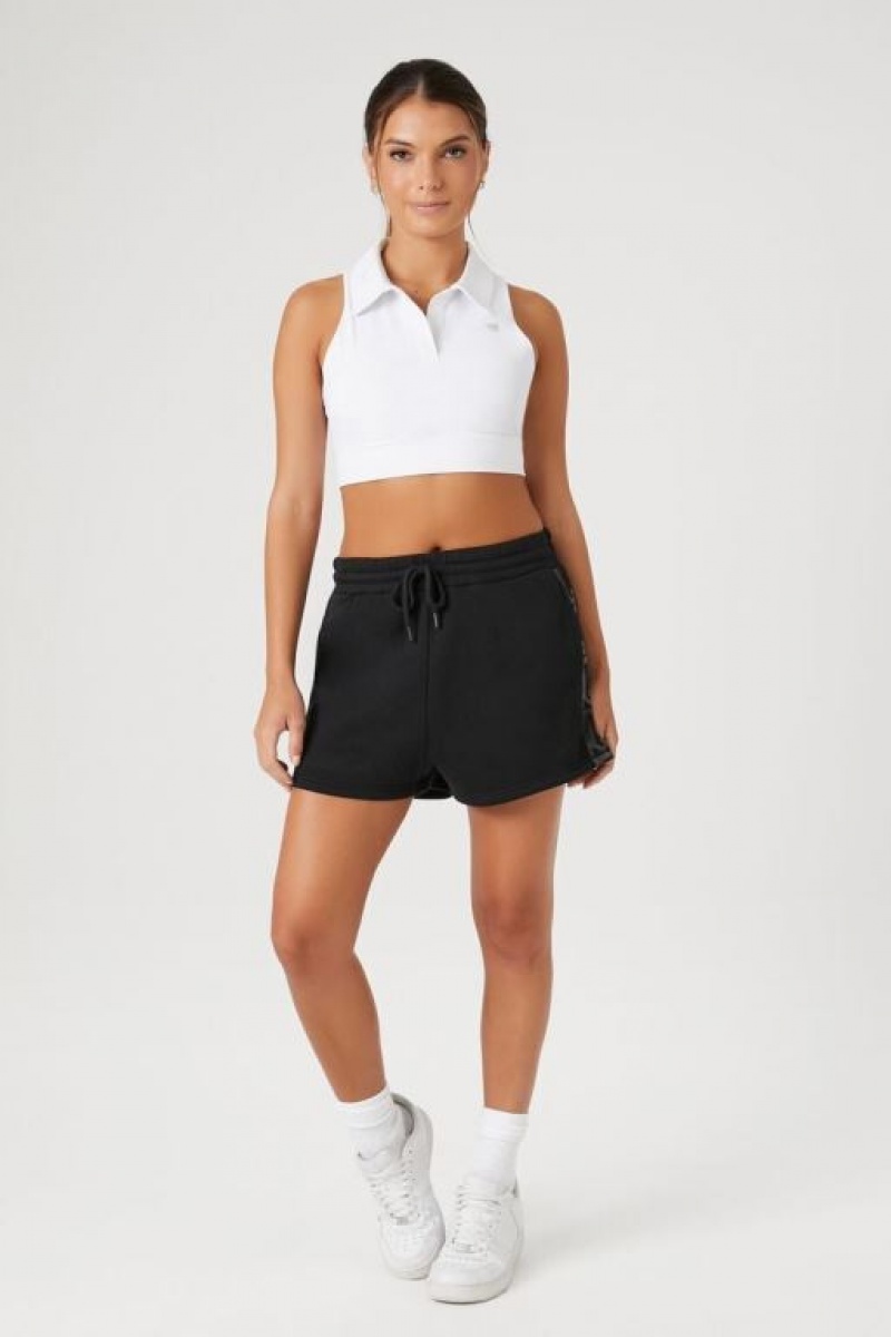 Short Forever 21 Active Fleece Estampadas Mujer Negras | k2ai5KSjo3A