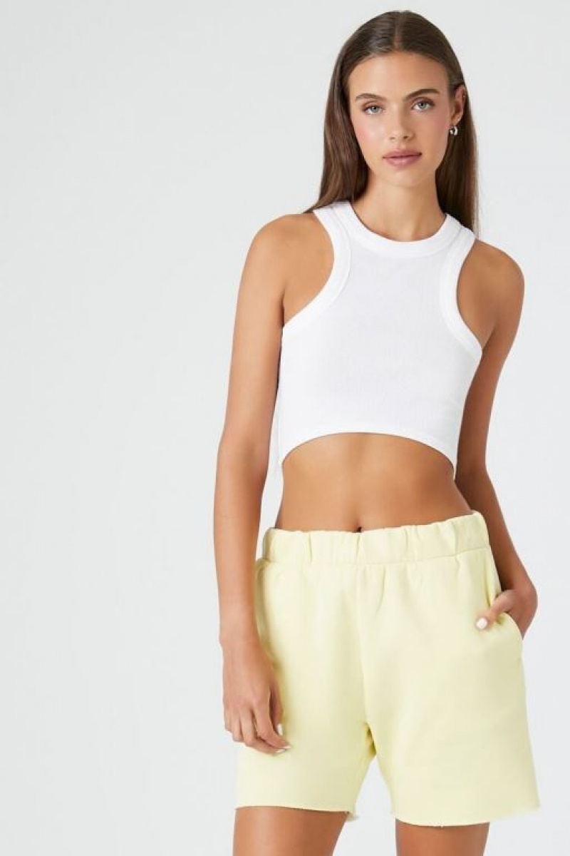 Short Forever 21 Active Fleece Mineral Wash Sweatshorts Mujer Amarillo Claro | VKGMpFEY4hZ